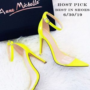 HP💃Neon Clear Open Toe Ankle Strap Heel Sandals